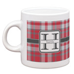 Red & Gray Plaid Espresso Cup (Personalized)