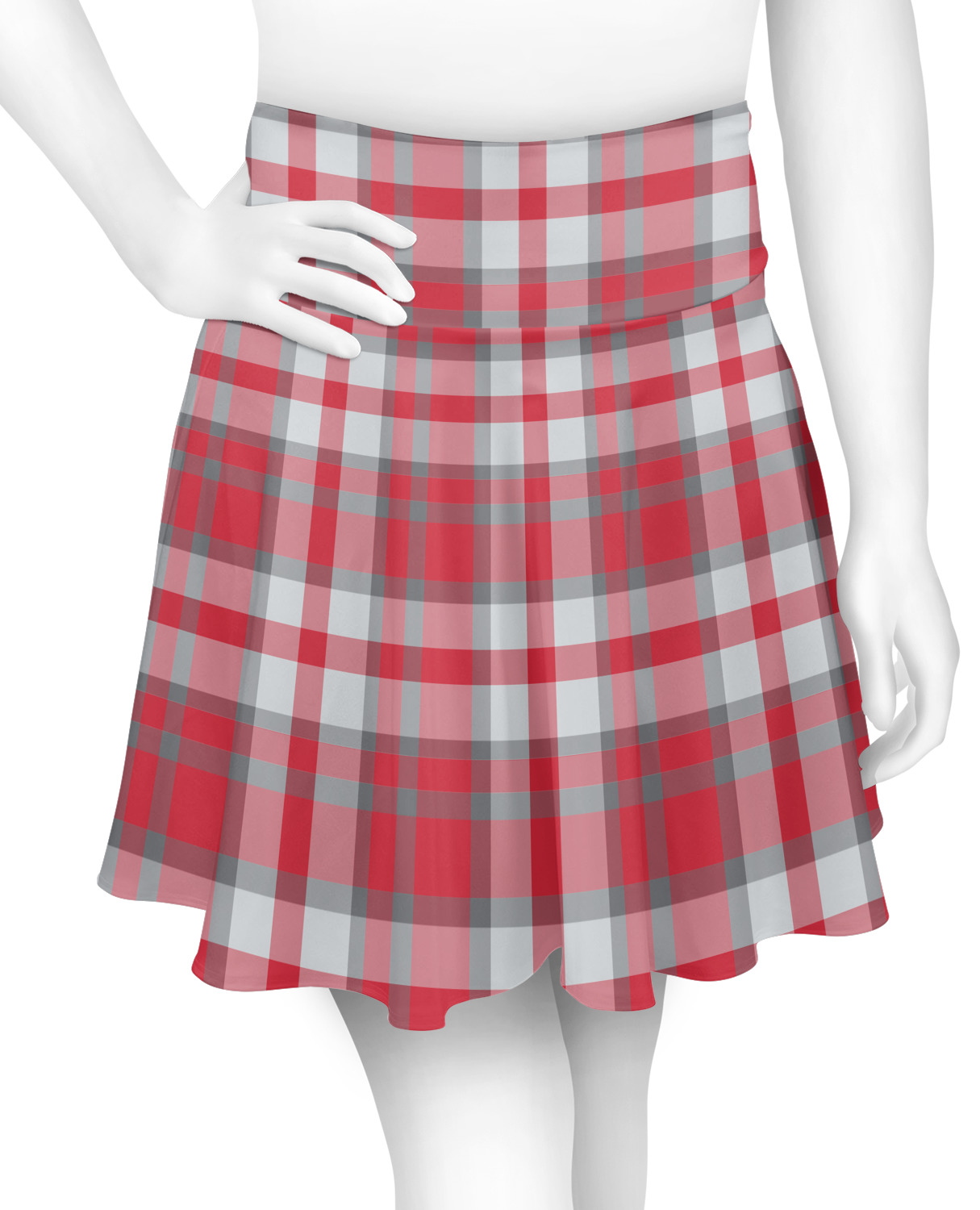 Red & Gray Plaid Skater Skirt - Medium (Personalized) - YouCustomizeIt