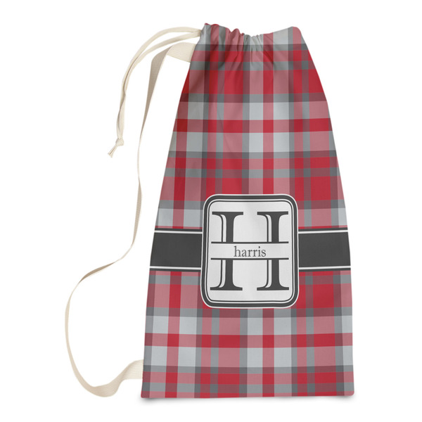 Custom Red & Gray Plaid Laundry Bags - Small (Personalized)