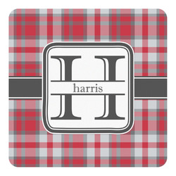 Red & Gray Plaid Square Decal - XLarge (Personalized)