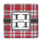 Red & Gray Plaid Square Fridge Magnet - FRONT