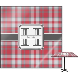 Red & Gray Plaid Square Table Top - 24" (Personalized)
