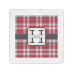 Red & Gray Plaid Cocktail Napkins (Personalized)