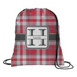 Red & Gray Plaid Drawstring Backpack - Small (Personalized)