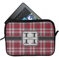 Red & Gray Plaid Tablet Case / Sleeve - Small (Personalized)