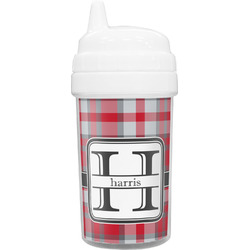 Red & Gray Plaid Toddler Sippy Cup (Personalized)