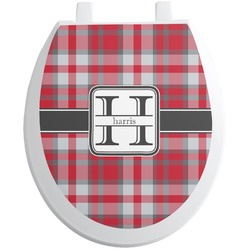 Red & Gray Plaid Toilet Seat Decal - Round (Personalized)