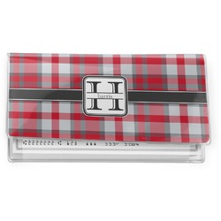 Red & Gray Plaid Vinyl Checkbook Cover (Personalized)