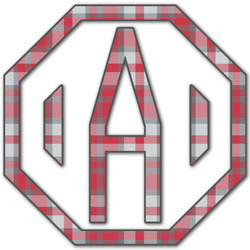 Red & Gray Plaid Monogram Decal - Small (Personalized)