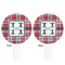 Red & Gray Plaid White Plastic 7" Stir Stick - Double Sided - Round - Front & Back