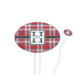Red & Gray Plaid Oval Stir Sticks (Personalized)
