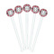 Red & Gray Plaid White Plastic 7" Stir Stick - Round - Fan View