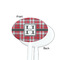 Red & Gray Plaid White Plastic 7" Stir Stick - Single Sided - Oval - Front & Back