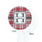 Red & Gray Plaid White Plastic 7" Stir Stick - Single Sided - Round - Front & Back