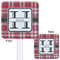 Red & Gray Plaid White Plastic Stir Stick - Double Sided - Approval