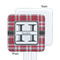 Red & Gray Plaid White Plastic Stir Stick - Single Sided - Square - Approval