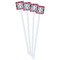 Red & Gray Plaid White Plastic Stir Stick - Single Sided - Square - Front