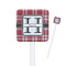 Red & Gray Plaid White Plastic Stir Stick - Square - Closeup