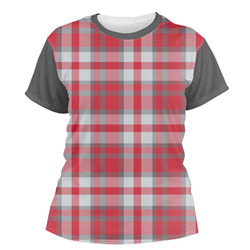 Red & Gray Plaid Women's Crew T-Shirt - Medium
