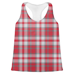 Red & Gray Plaid Womens Racerback Tank Top - Large