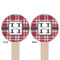 Red & Gray Plaid Wooden 6" Food Pick - Round - Double Sided - Front & Back