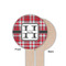 Red & Gray Plaid Wooden 6" Food Pick - Round - Single Sided - Front & Back