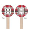 Red & Gray Plaid Wooden 7.5" Stir Stick - Round - Double Sided - Front & Back