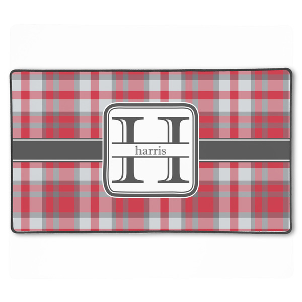 Custom Red & Gray Plaid XXL Gaming Mouse Pad - 24" x 14" (Personalized)