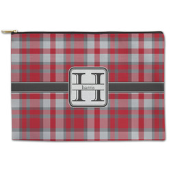 Red & Gray Plaid Zipper Pouch - Large - 12.5"x8.5" (Personalized)