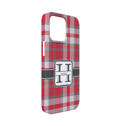 Red & Gray Plaid iPhone Case - Plastic - iPhone 13 Mini (Personalized)