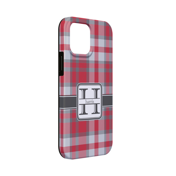Custom Red & Gray Plaid iPhone Case - Rubber Lined - iPhone 13 Mini (Personalized)
