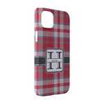 Red & Gray Plaid iPhone Case - Plastic - iPhone 14 (Personalized)