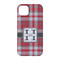 Red & Gray Plaid iPhone 14 Case - Back