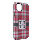 Red & Gray Plaid iPhone Case - Rubber Lined - iPhone 14 Plus (Personalized)