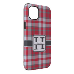 Red & Gray Plaid iPhone Case - Rubber Lined - iPhone 14 Plus (Personalized)