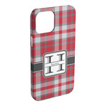 Red & Gray Plaid iPhone Case - Plastic - iPhone 15 Plus (Personalized)