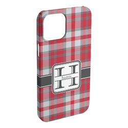 Red & Gray Plaid iPhone Case - Plastic - iPhone 15 Plus (Personalized)