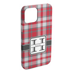 Red & Gray Plaid iPhone Case - Plastic - iPhone 15 Pro Max (Personalized)