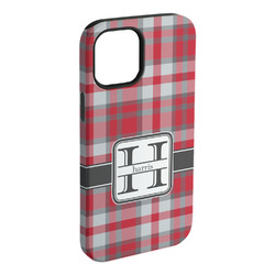 Red & Gray Plaid iPhone Case - Rubber Lined - iPhone 15 Pro Max (Personalized)