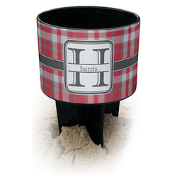 Red & Gray Plaid Black Beach Spiker Drink Holder (Personalized)