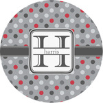 Red & Gray Polka Dots Multipurpose Round Labels - 1" (Personalized)