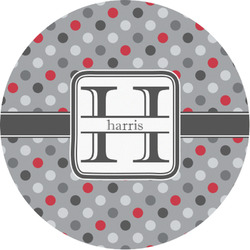 Red & Gray Polka Dots Multipurpose Round Labels - 1" (Personalized)