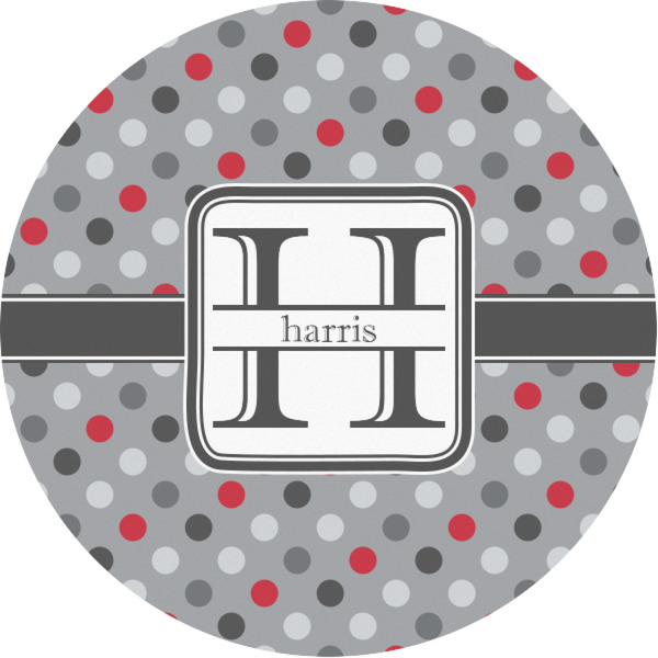 Custom Red & Gray Polka Dots Multipurpose Round Labels - 1" (Personalized)