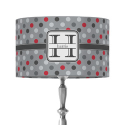 Red & Gray Polka Dots 12" Drum Lamp Shade - Fabric (Personalized)