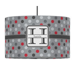 Red & Gray Polka Dots 12" Drum Pendant Lamp - Fabric (Personalized)