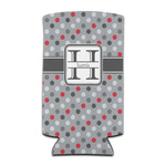 Red & Gray Polka Dots Can Cooler (tall 12 oz) (Personalized)