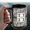 Red & Gray Polka Dots 15oz. Black Mug - LIFESTYLE