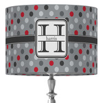 Red & Gray Polka Dots 16" Drum Lamp Shade - Fabric (Personalized)