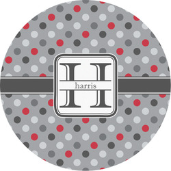 Red & Gray Polka Dots Multipurpose Round Labels - 2" (Personalized)