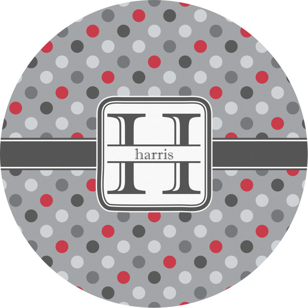 Custom Red & Gray Polka Dots Multipurpose Round Labels - 2" (Personalized)